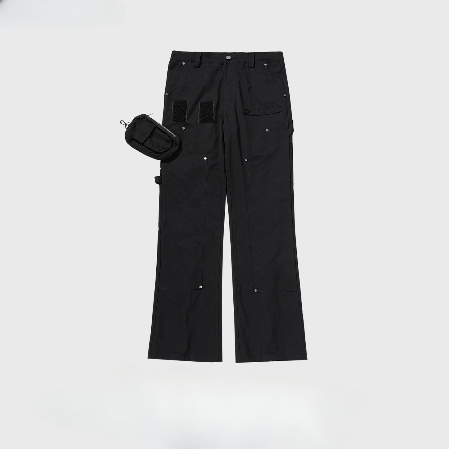 MIJKO Mens Vintage Pants MIJKO Pocket Functional Wide-Foot Casual Pants