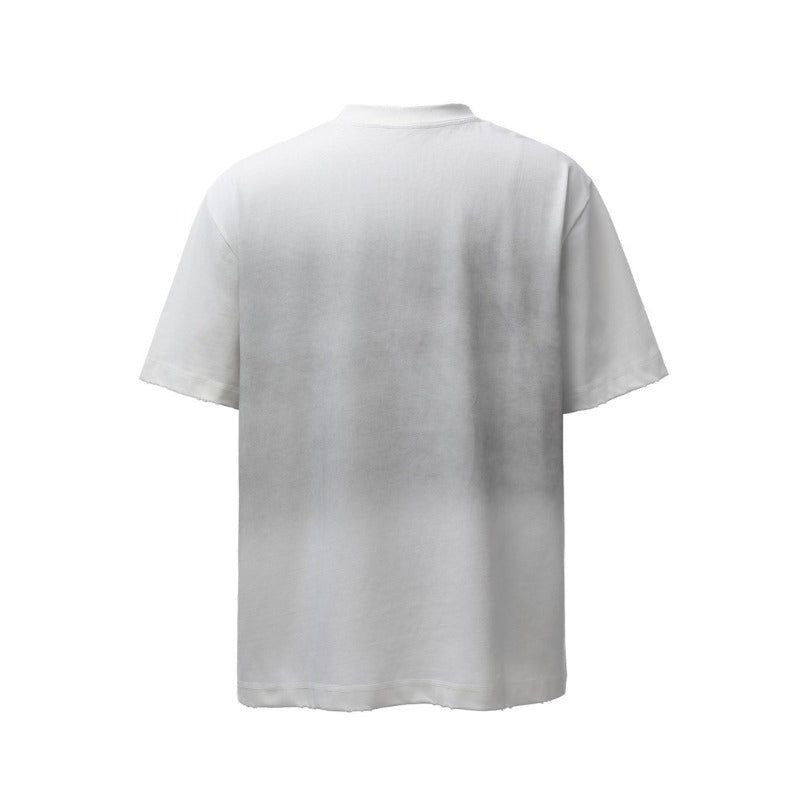 Men's t-shirts: american retro heavyweight double yarn printed graphic spray-dye design, men's high street oversized short sleeve tee