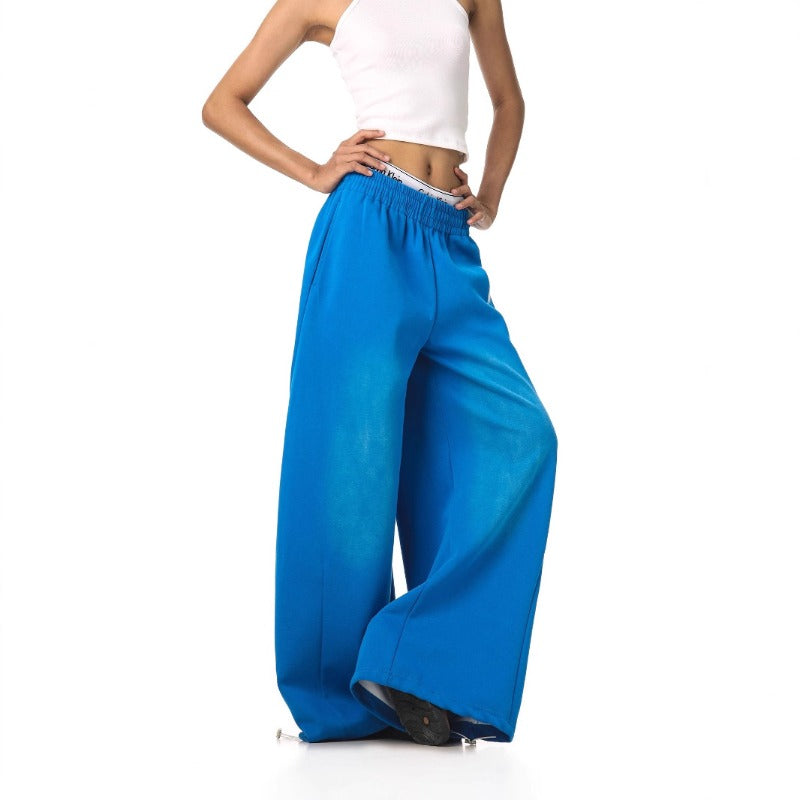 Women casual pants retro gradual change loose wide leg pants