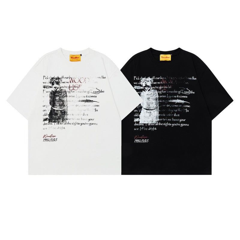 Men's t-shirts: wt american streetwear retro girl graphic design, men's loose fit premium unisex short sleeve tee