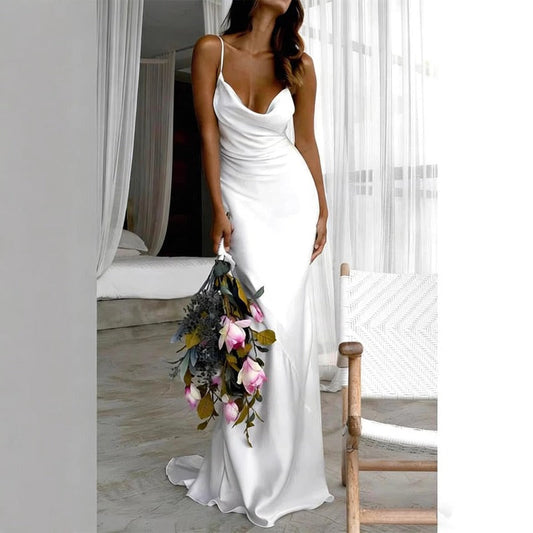 Women's dress - summer export, cross-border fashion, european & american style, sexy spaghetti strap, high-waisted, butt-lifting, women's evening gown dress