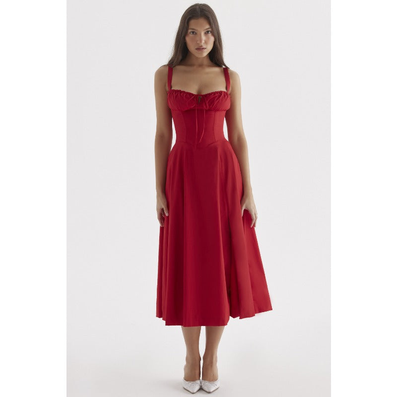 Women's dress: amazon bestseller - summer chic, elegant, high-end, spaghetti strap, soft & feminine style - french-inspired dress for women