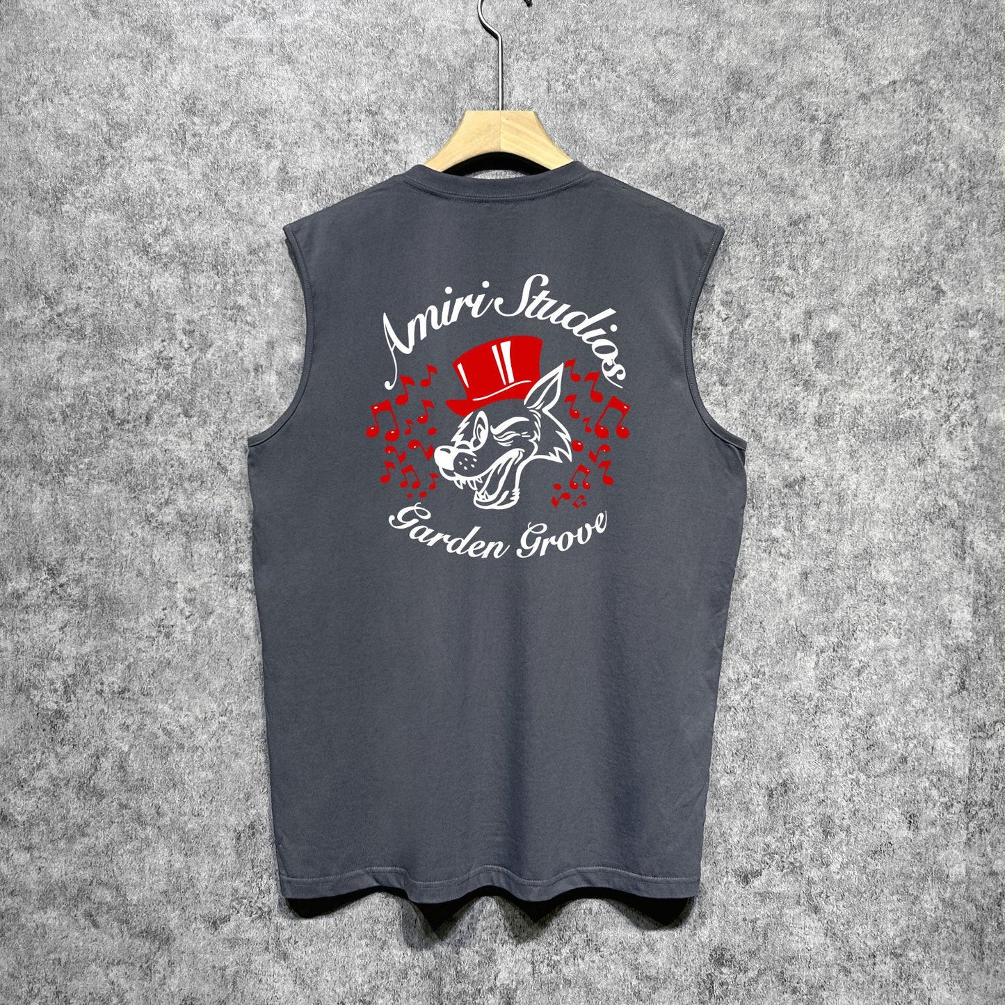 Amiri tank top hat big gray wolf printing