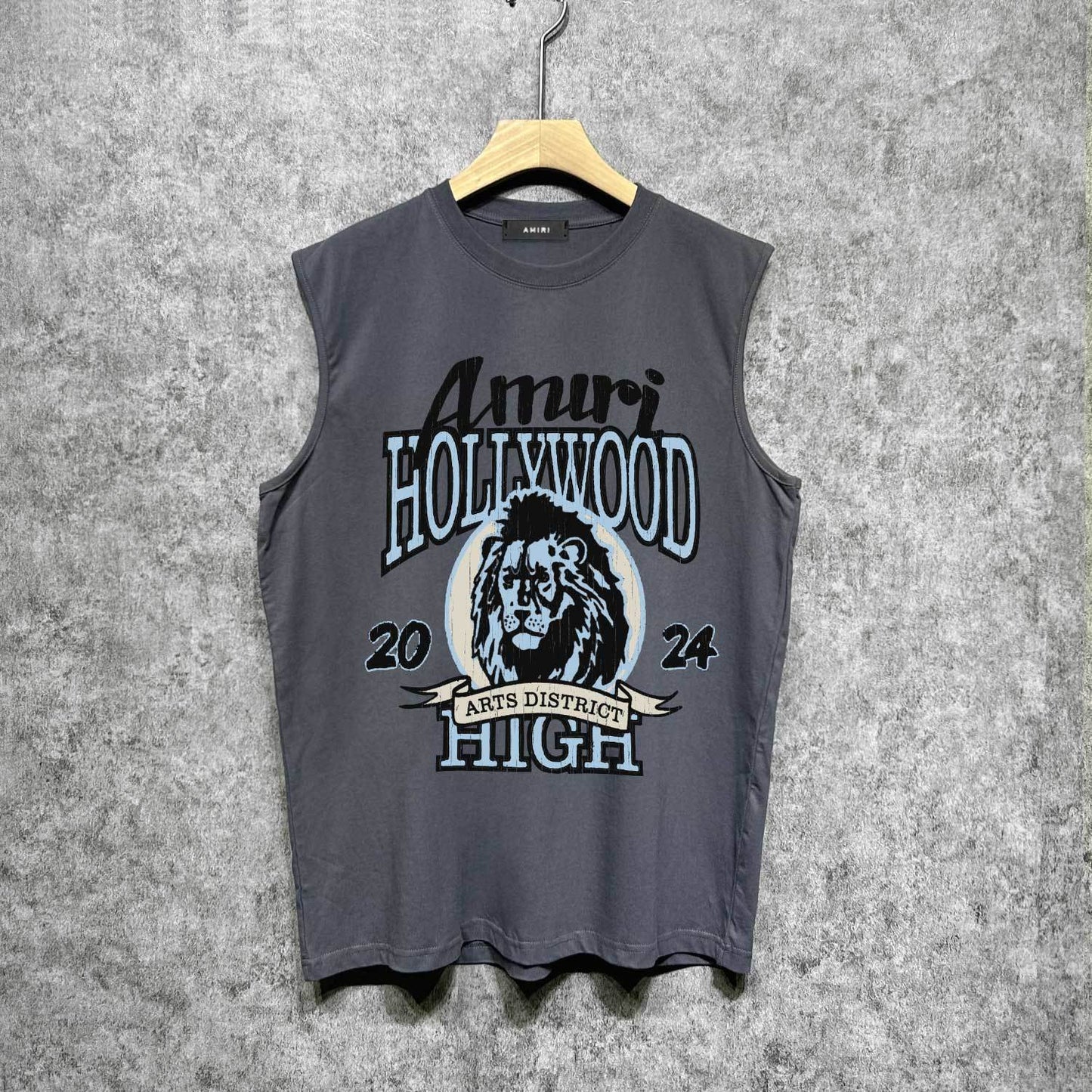 Amiri tank top blue lion printing