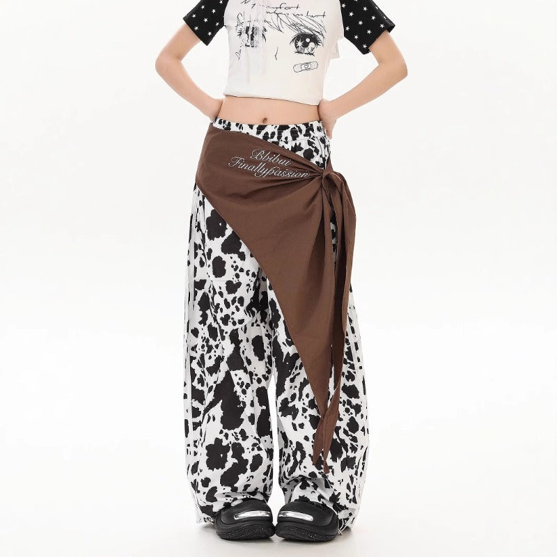 Women casual pants cow printingloose