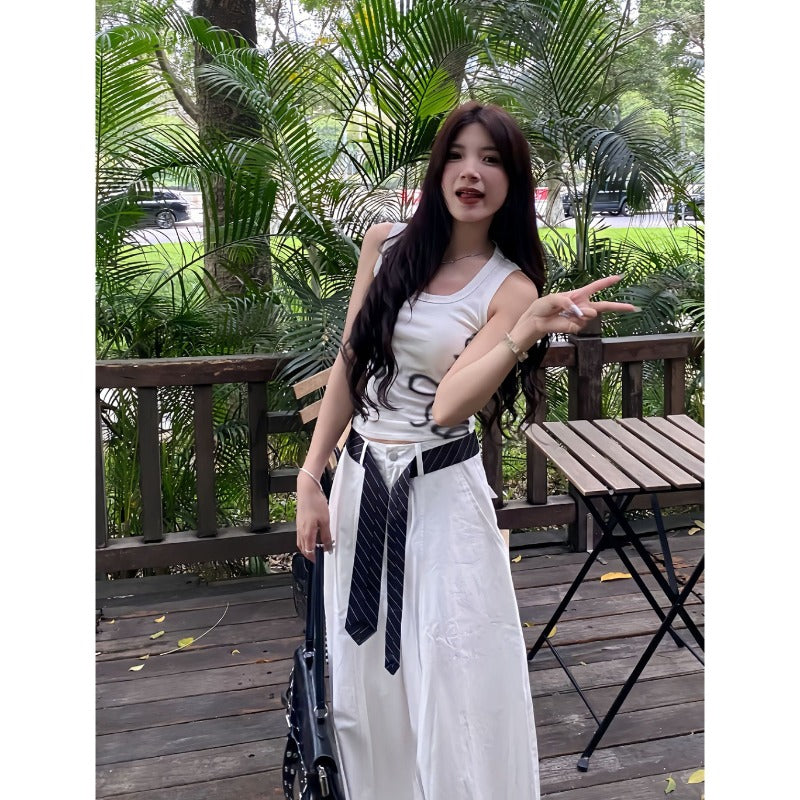 Women casual pants [with belt] women's summer loose overalls