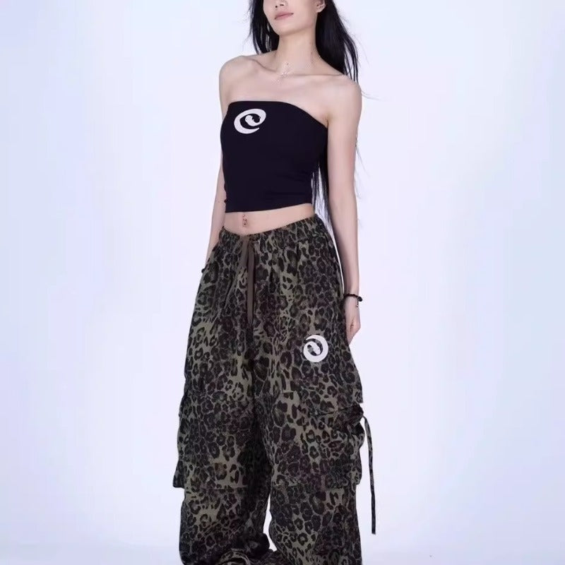 Women casual pants snake print retro women's autumn loose scimitar pants