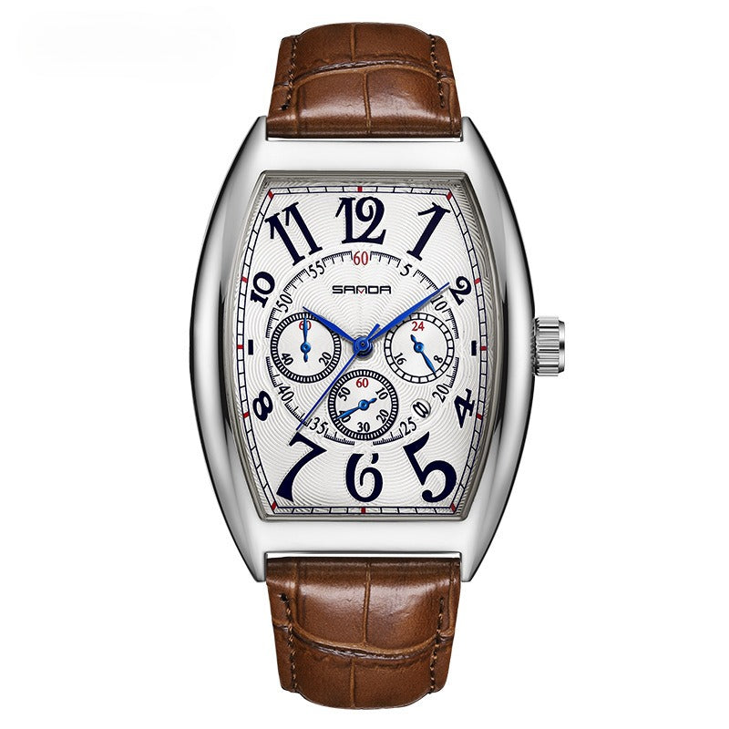 Men's watches barrel shape water proof