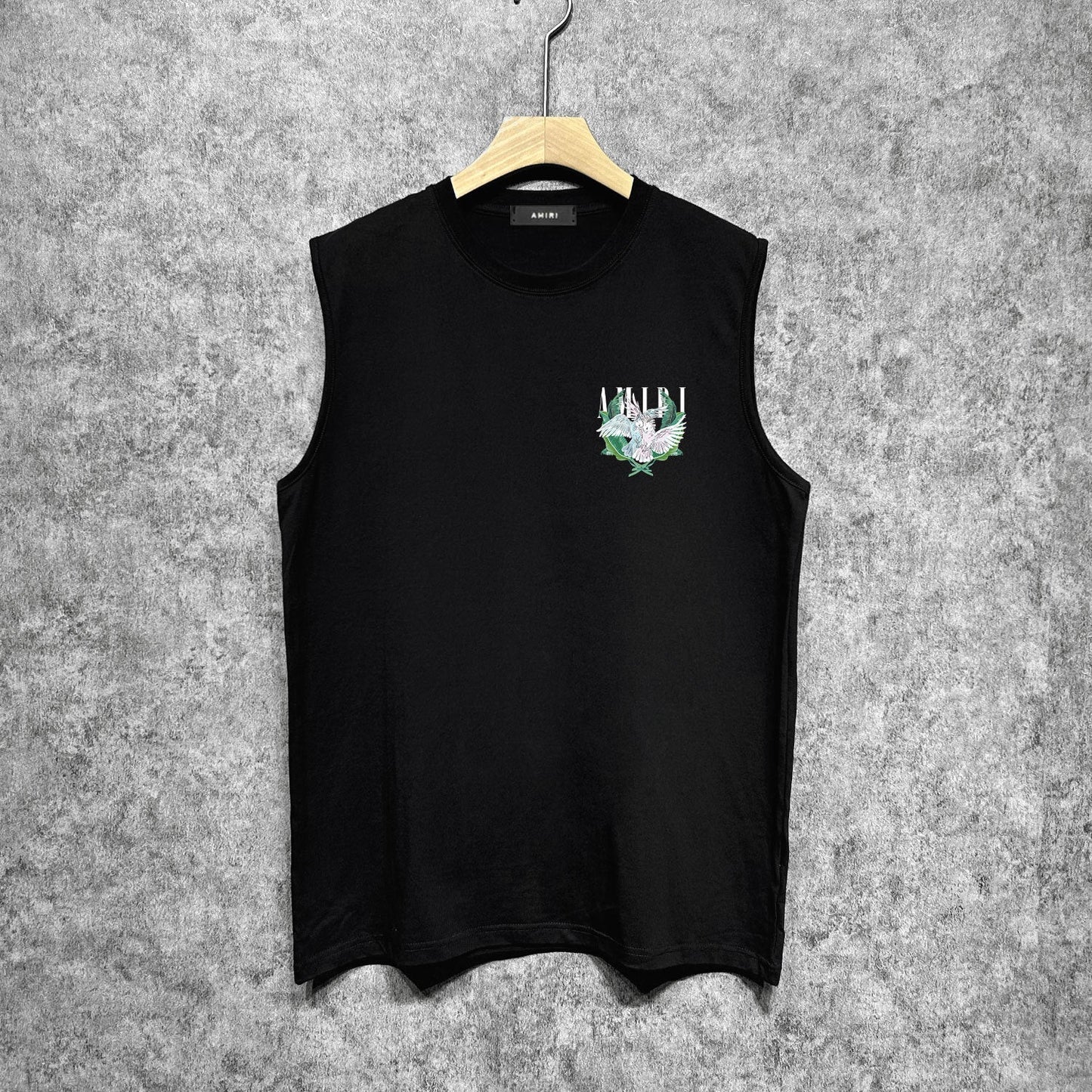 Amiri tank top pink parrot printing