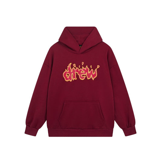 Drew house hoodie - autumn/winter d@ew flame letter graphic fleece-lined hooded sweatshirt - wholesale single piece