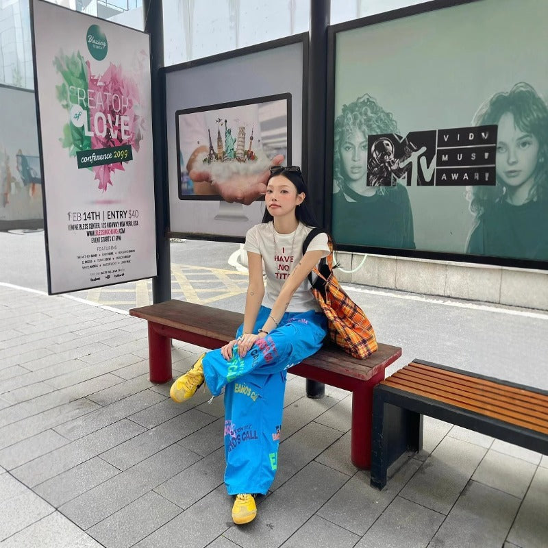 Women casual pant letter graffiti summer