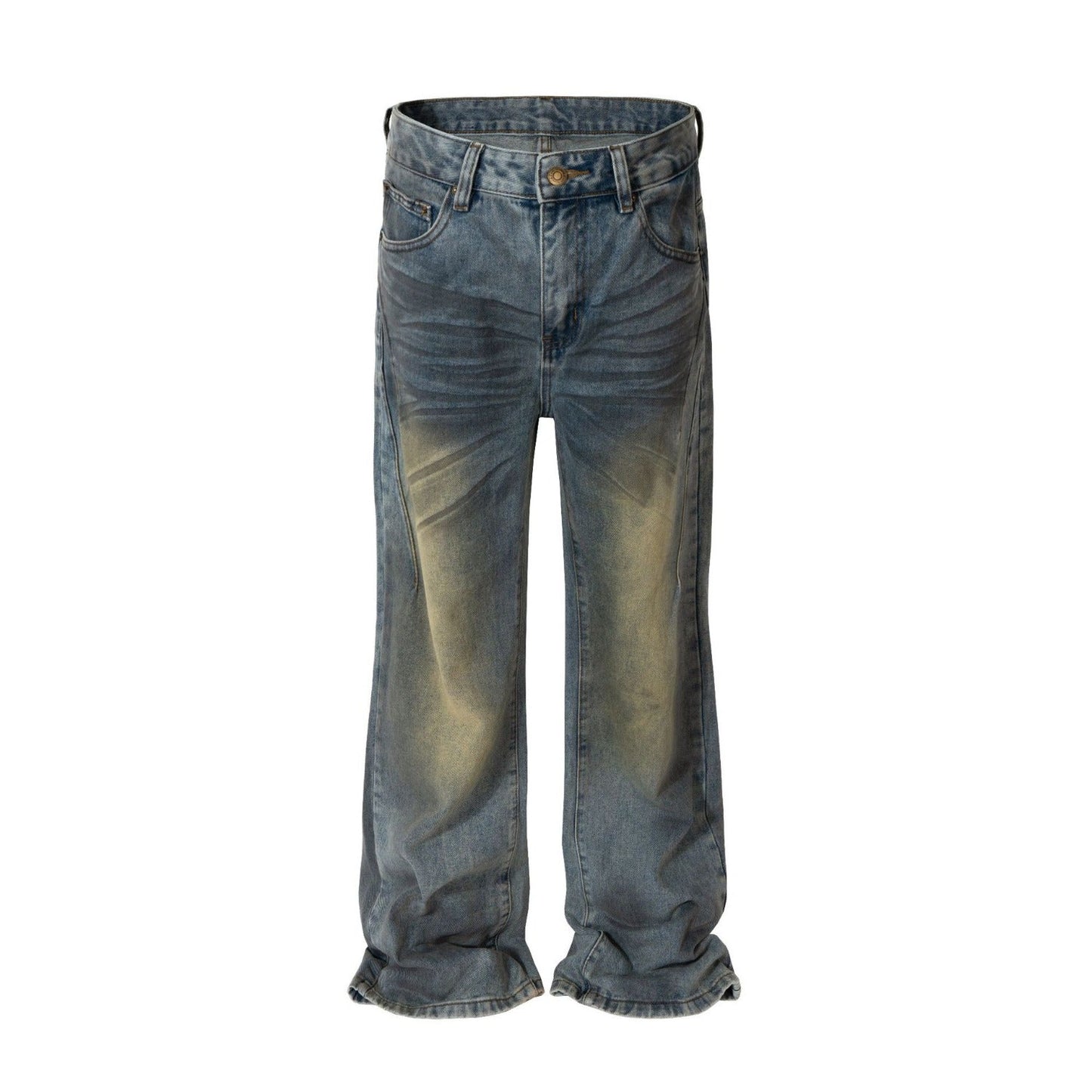 MIJKO Mens Vintage Pants Distress Wide Leg Jeans