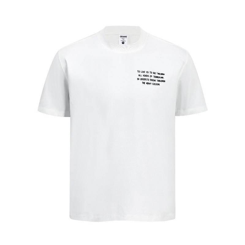 W american high street retrocouple style street trendy character pattern design men's round neck fitted short-sleeved t-shirt