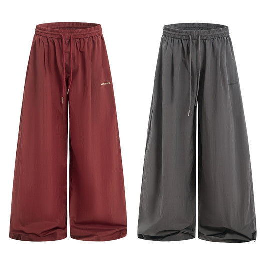 Women casual pants sports wide leg pants women loose retro elastic waist