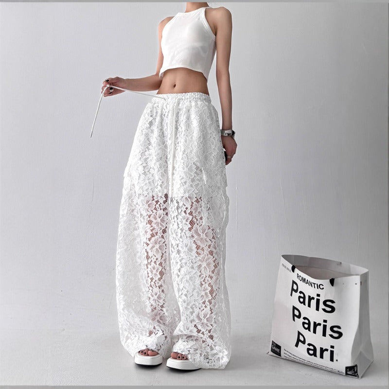 Women casual pants summercut outlace design