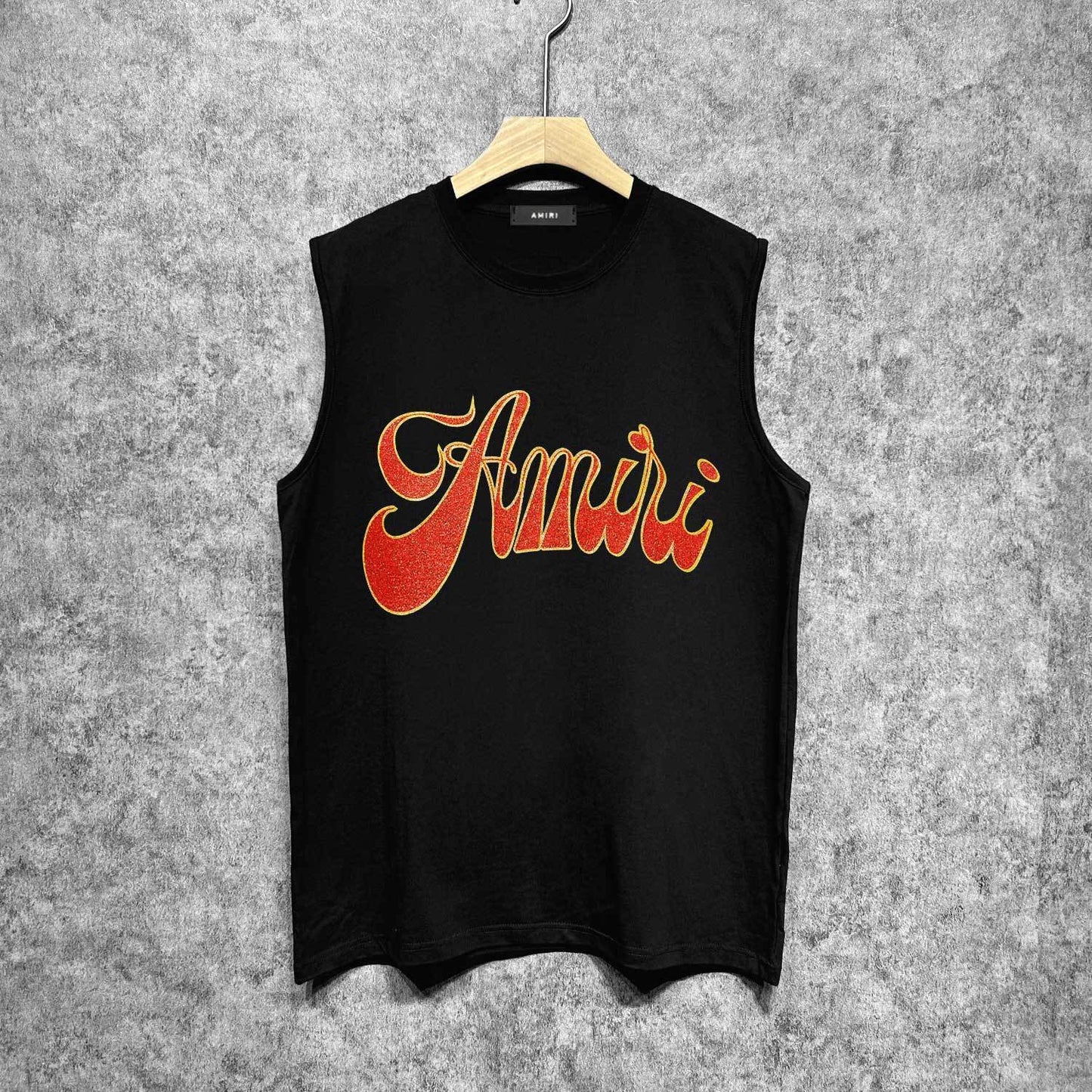 Amiri tank top flame gold letterprinting