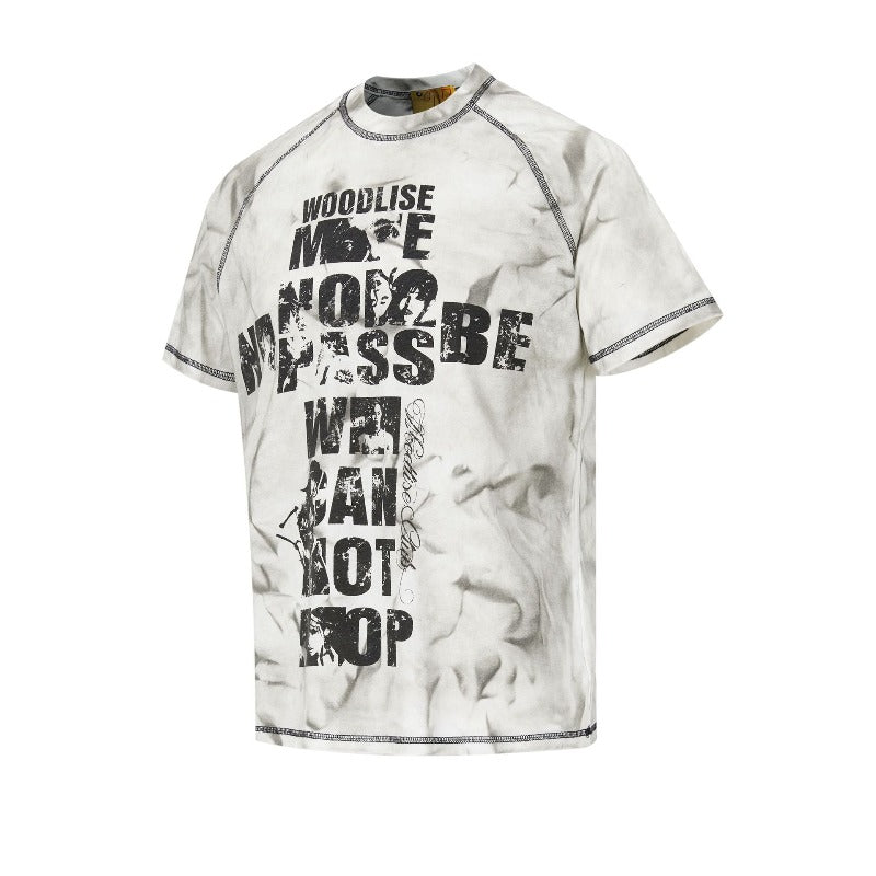 Men's t-shirts: wt american street style, unisex, premium summer spray-paint letter design, slightly loose fit, short-sleeve tee