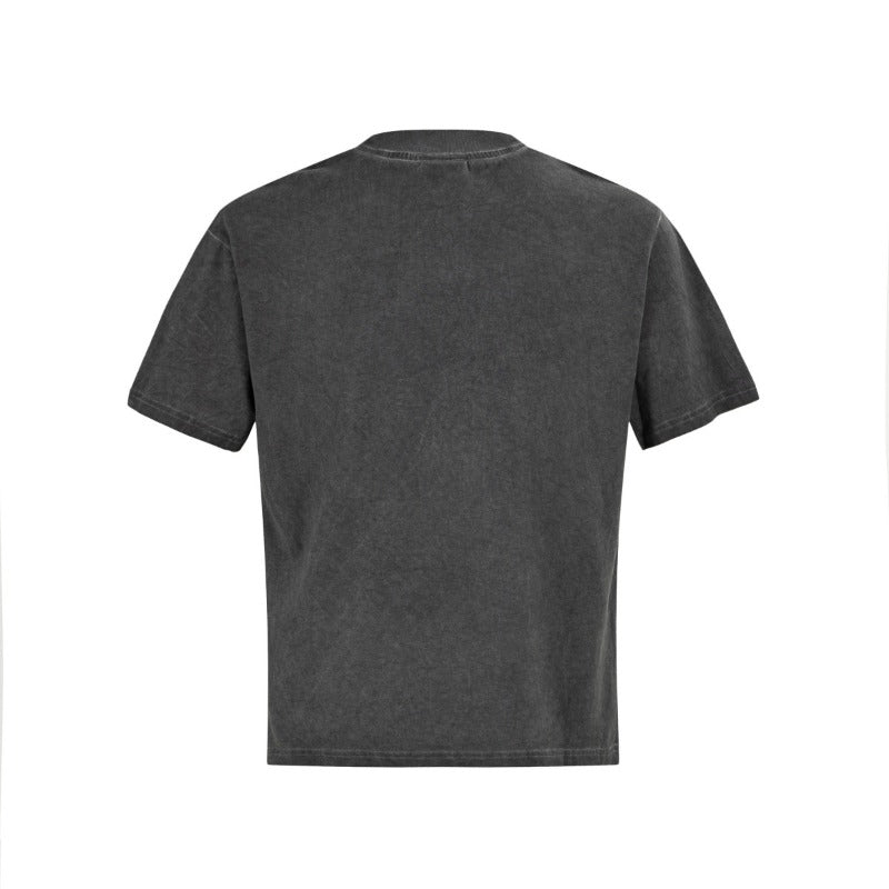 Men's t-shirts: american summer street style distressed washed letter design, premium slightly relaxed fit short sleeve tee