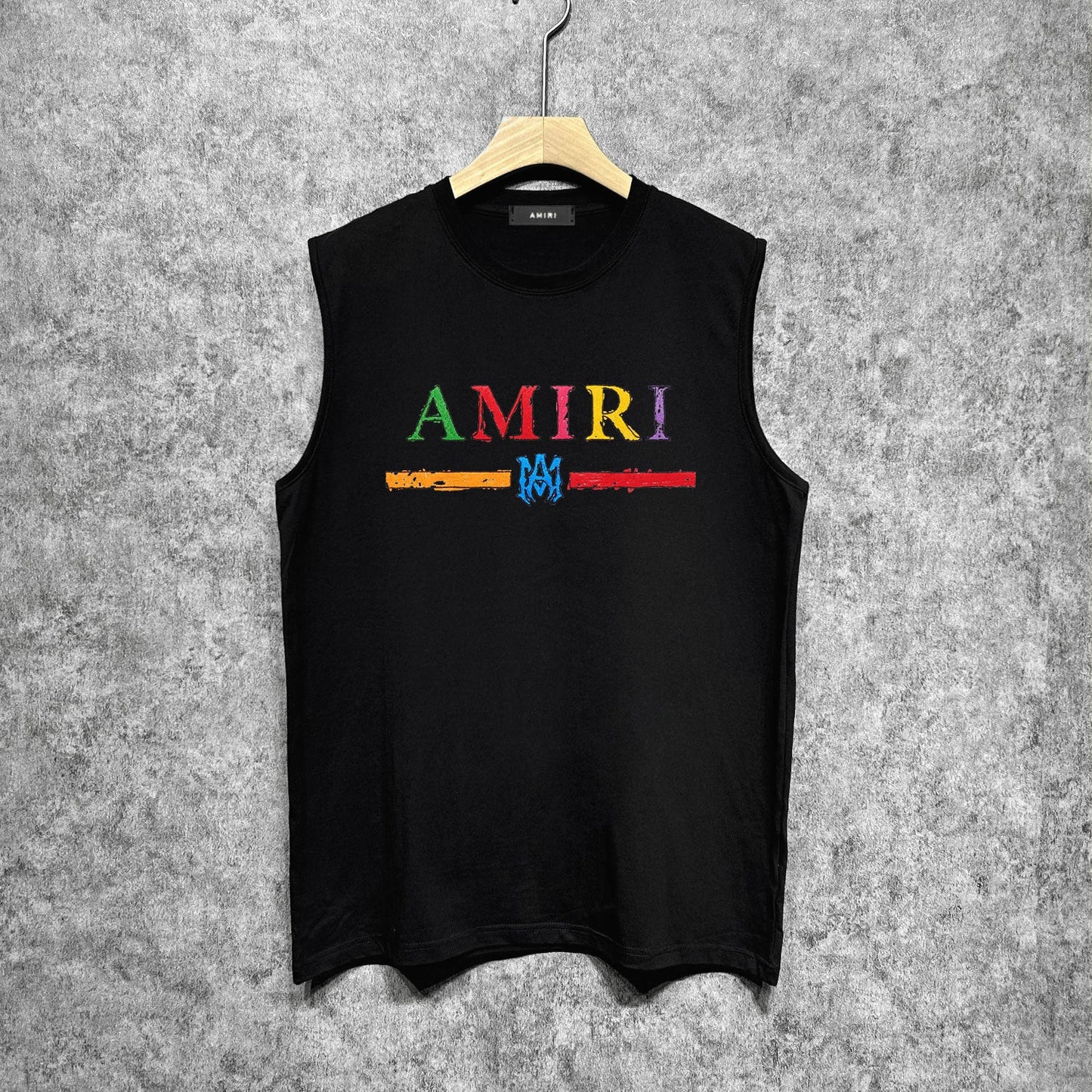 Amiri tank top colorful graffiti letter horizontal stripprinting