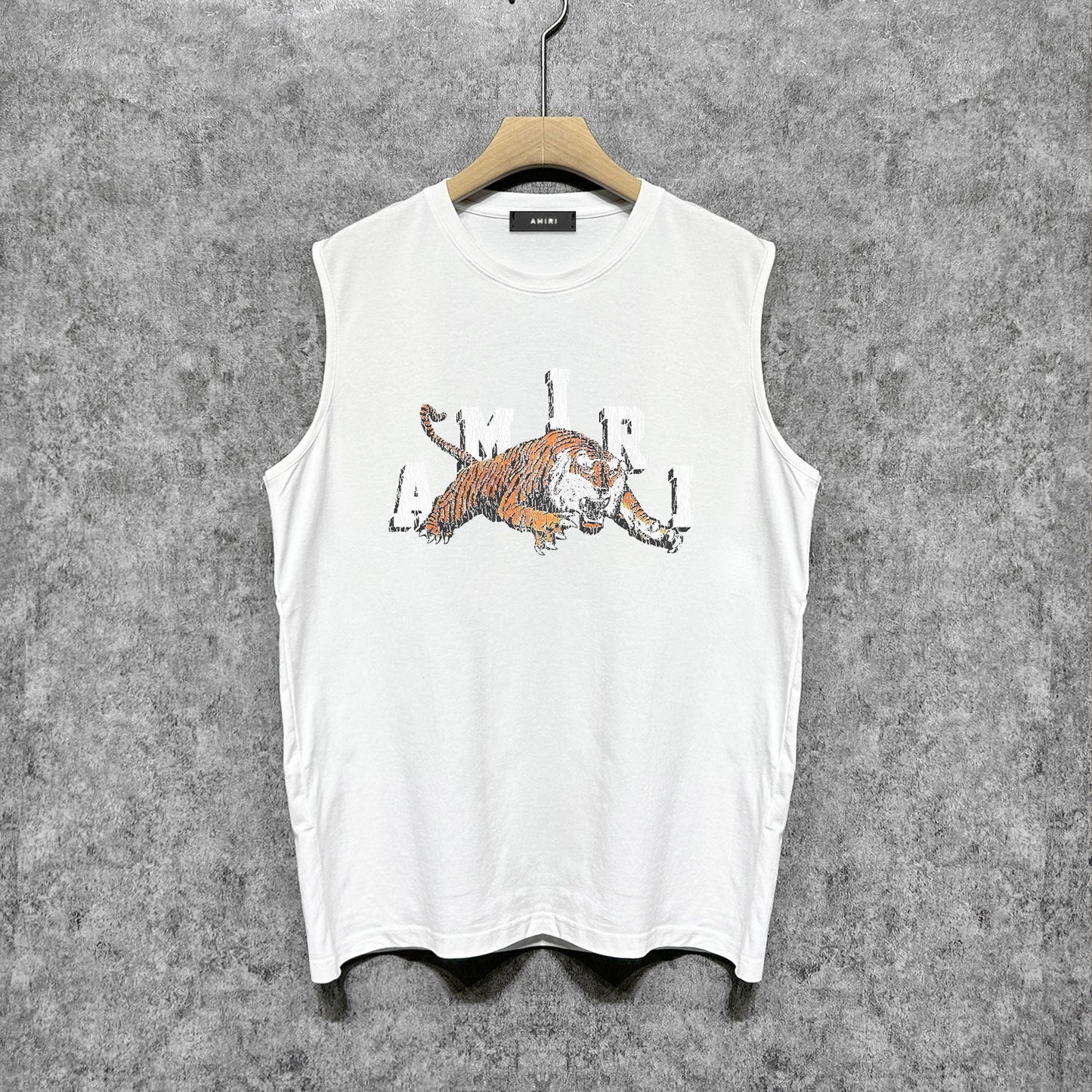 Amiri tank top bone fracture tiger print