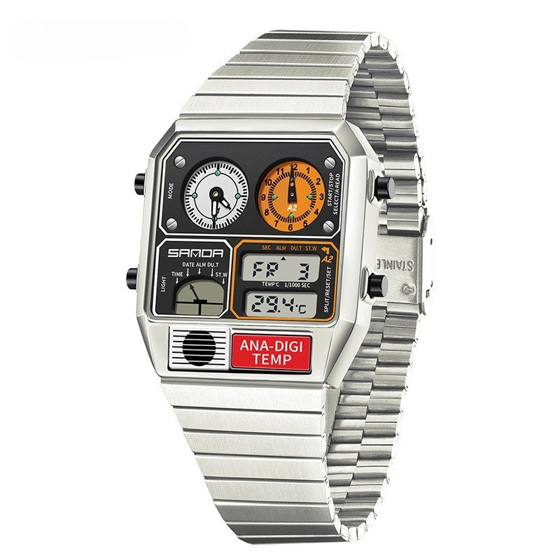 Men's watches square steel band luminous watch