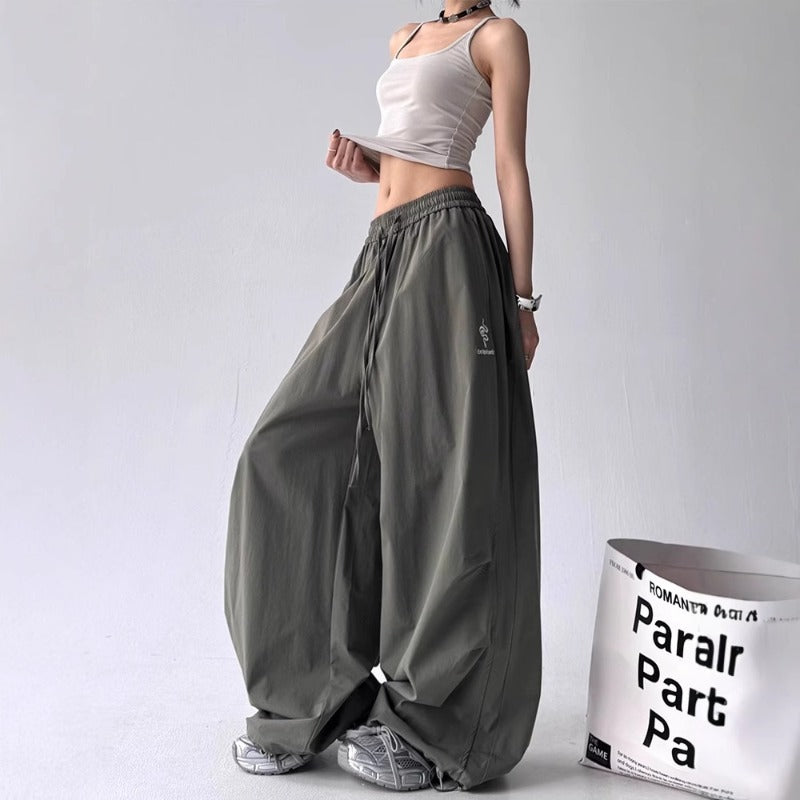 Women casual pants loose wide leg pants kpop tooling scimitar pants