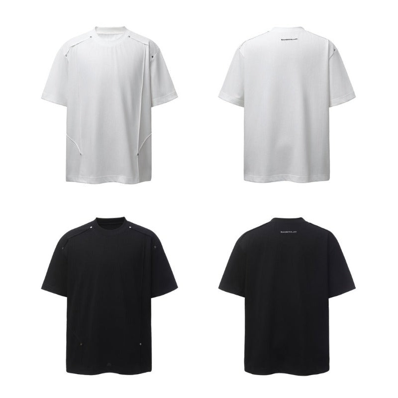 Men's t-shirts: american retro heavyweight double yarn embroidered logo deconstructed design high street oversized short sleeve tee