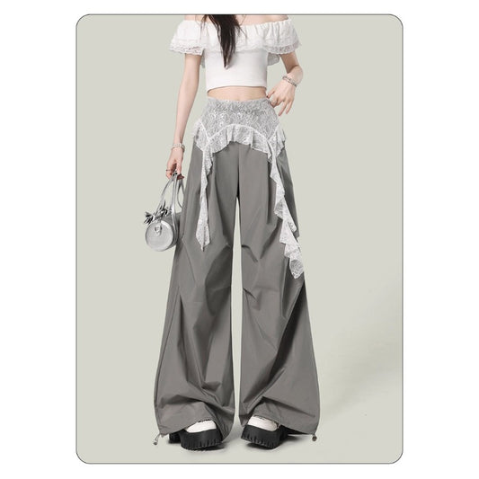 Women casual pants lace stitching women summer slacks
