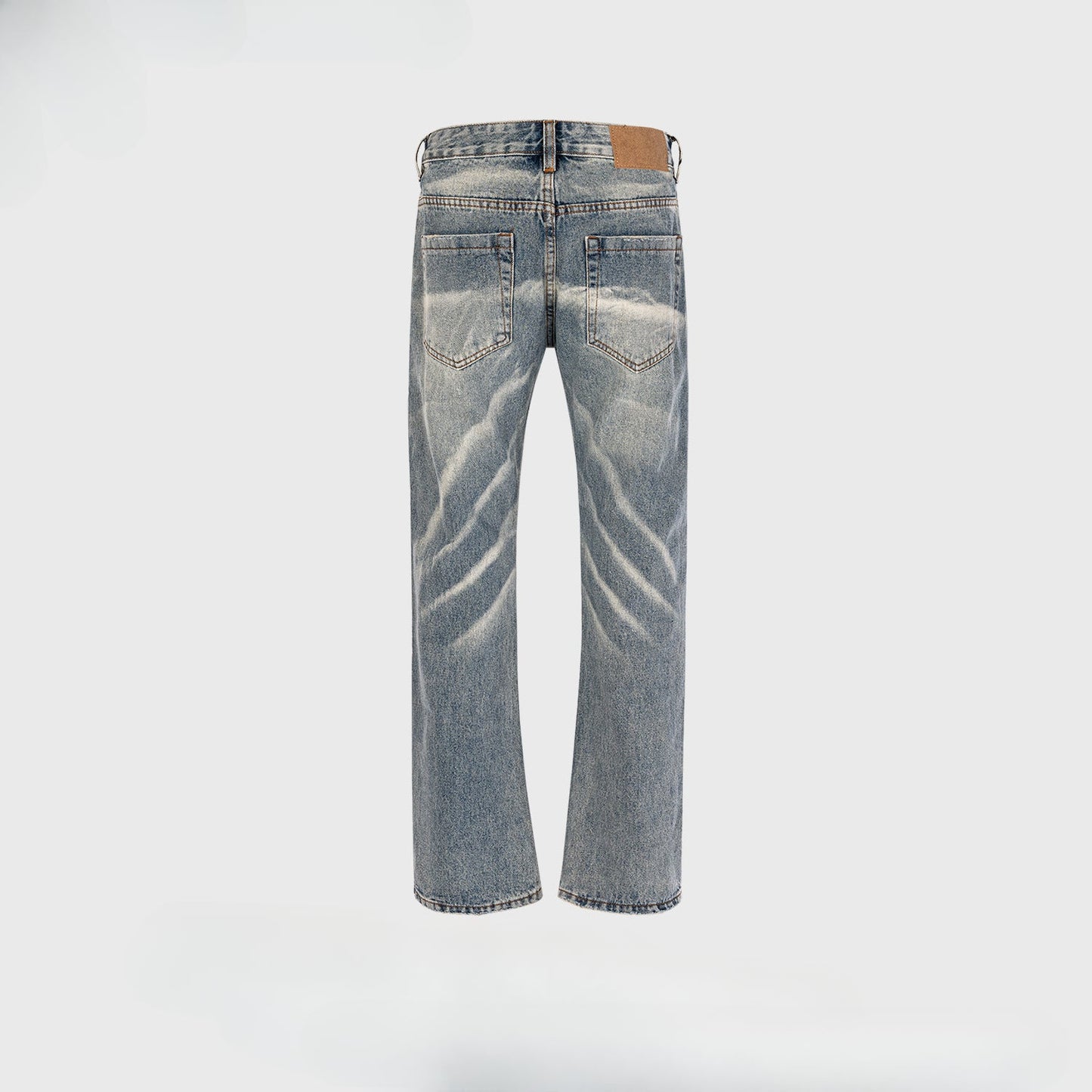 MIJKO Men Vintage Pants MIJKO Street Washed Old White Textured Pull Jeans