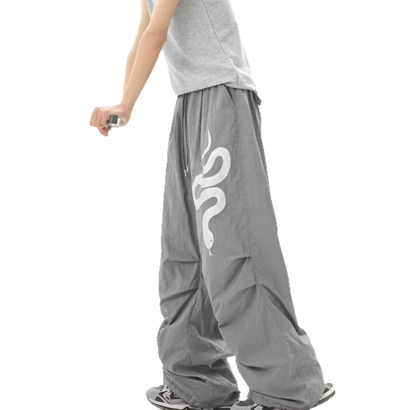 Women casual pant silver snake printingsummerloose