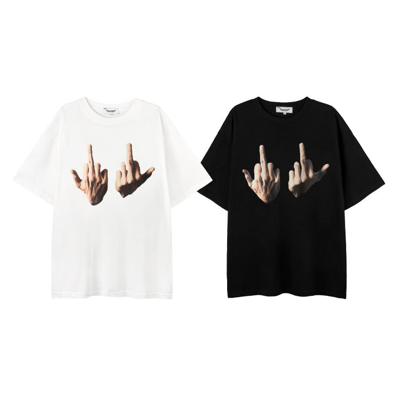 Men t shirts mankun spring american trendypure color international gesture handsome street casualloose short sleeve t-shirt