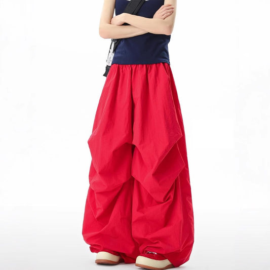 Womens casual pants womens summer loose vintage pleated straight