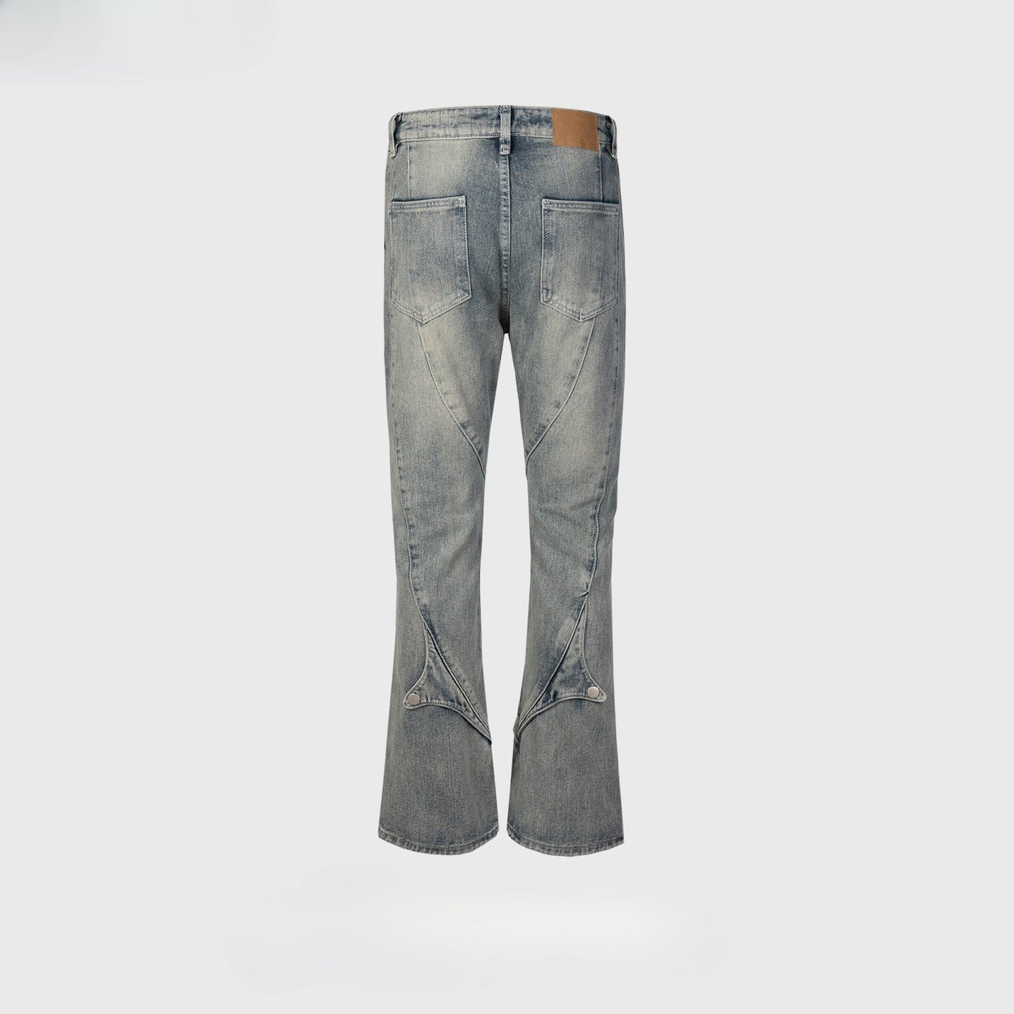 MIJKO Men's Vintage Pants MIJKO Washed Old Trousers Men's and Women's Splicing Button Blue Jeans