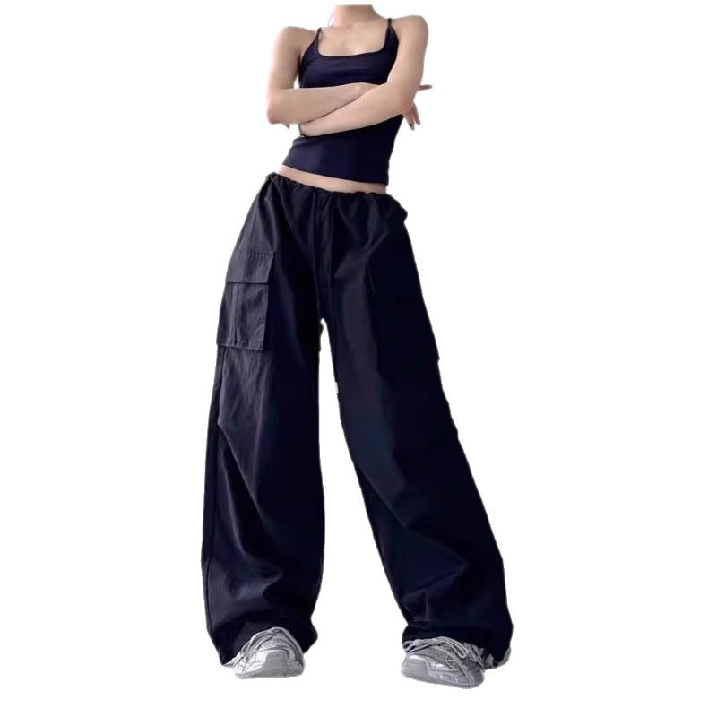 Women casual pants tooling wide leg pants summer high waist trousers
