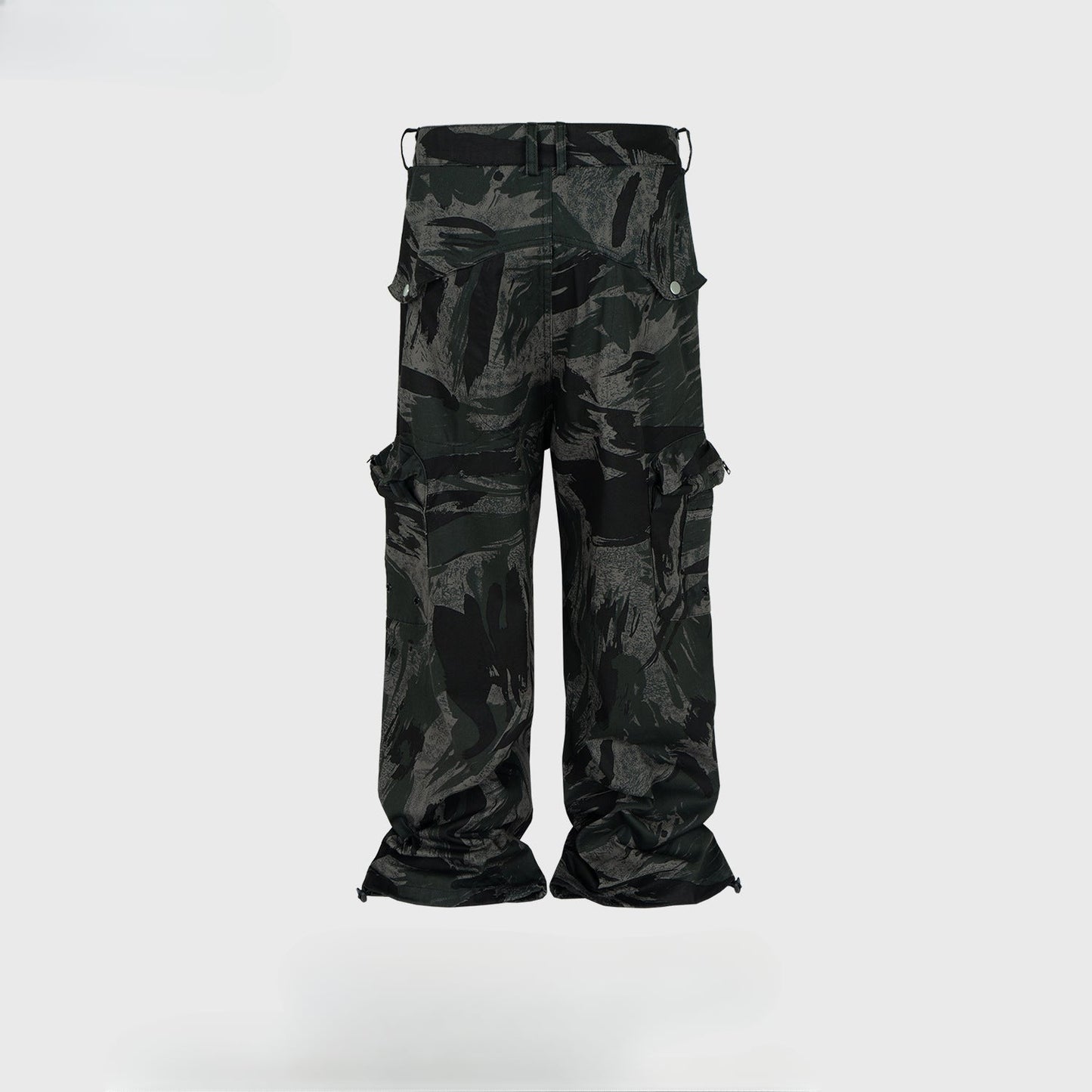 MIJKO Mens Vintage Pants MIJKO graffiti camouflage graffiti tooling trousers pants tide