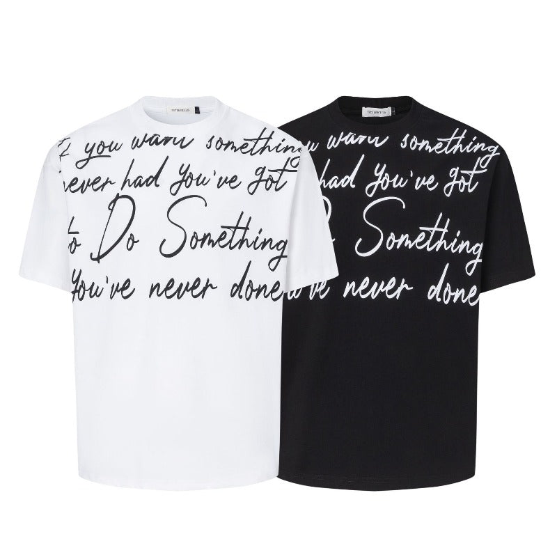Men's t-shirts: american street style, unisex, high-end, summer abstract letter graphic design, men's loose fit short sleeve tee