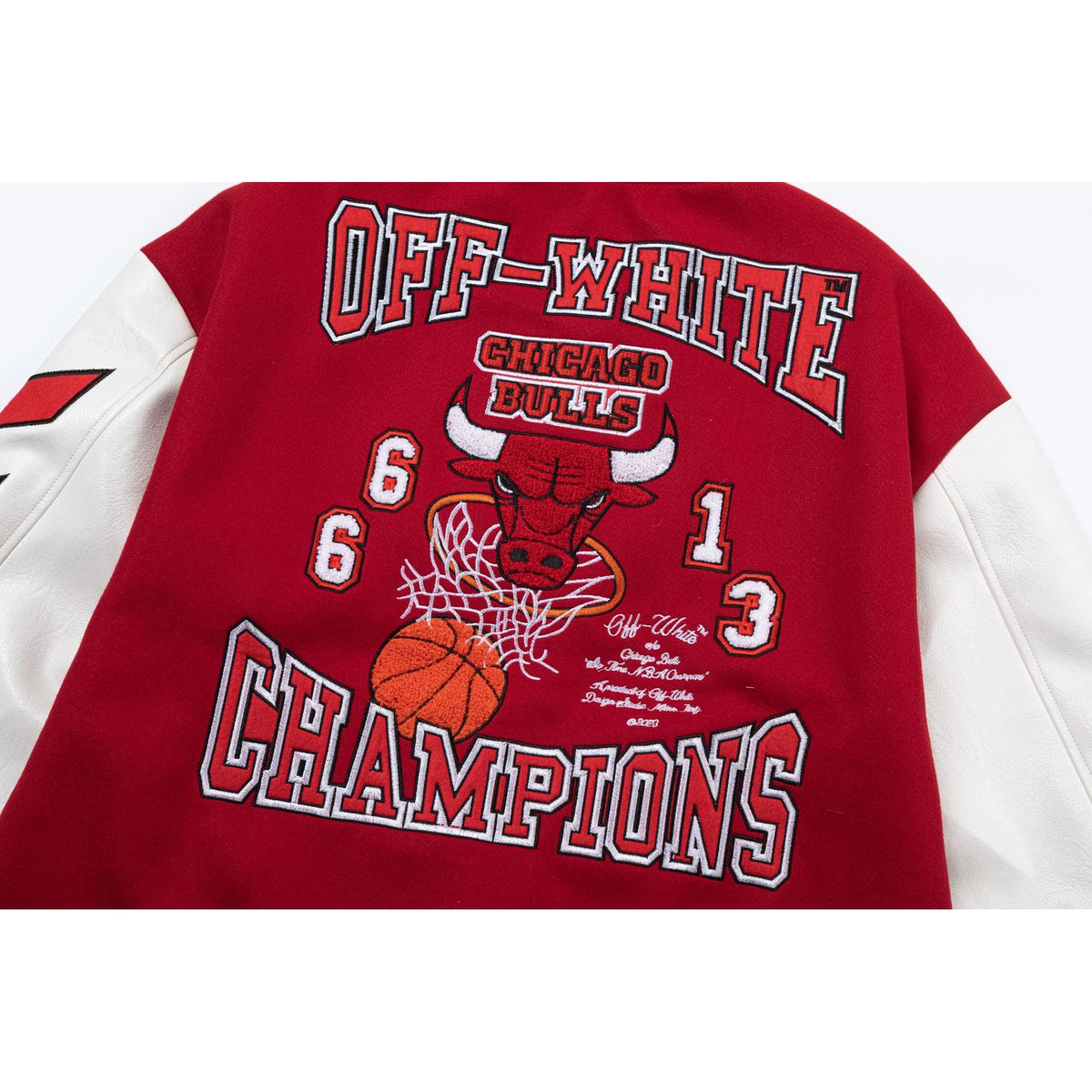 Off White Jacket Qiuxin OW Joint NBA Team Series Baseball Jacket