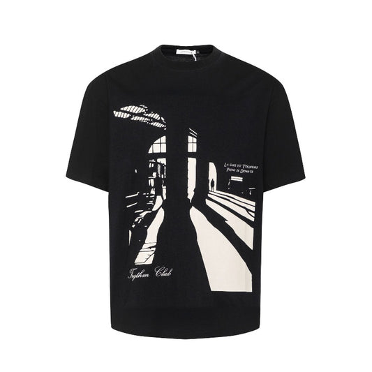 Men's t-shirts: american street style summer design - premium look, small collar, relaxed fit short sleeve tee