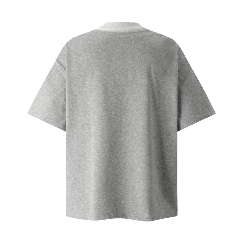 Men's t-shirts: american streetwear style, unisex, summer premium faux two-piece deconstructed design, men's short-sleeve t-shirt with a relaxed fit