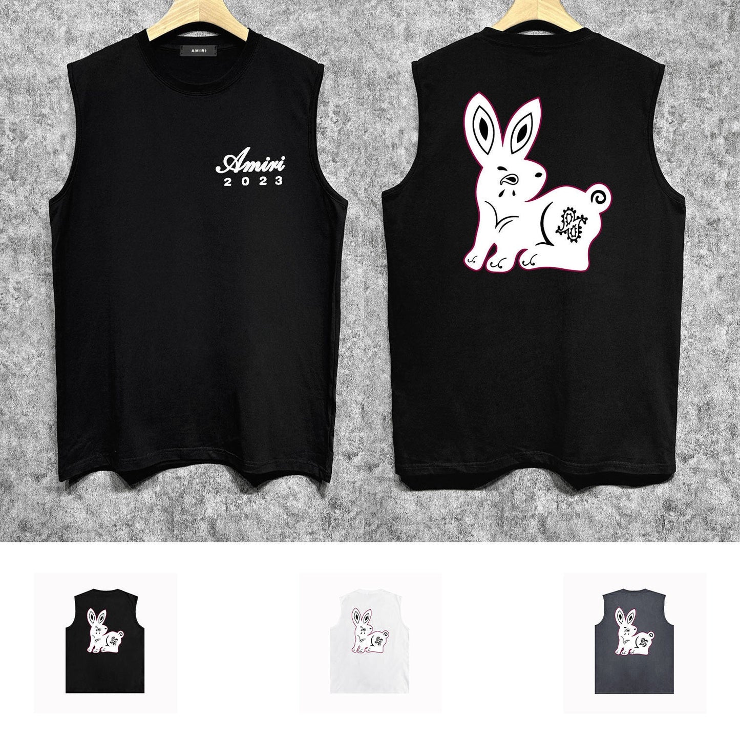 Amiri tank top giant rabbit printing