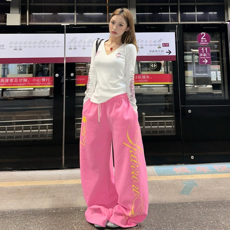 Women casual pants women elastic waist Y2K versatile