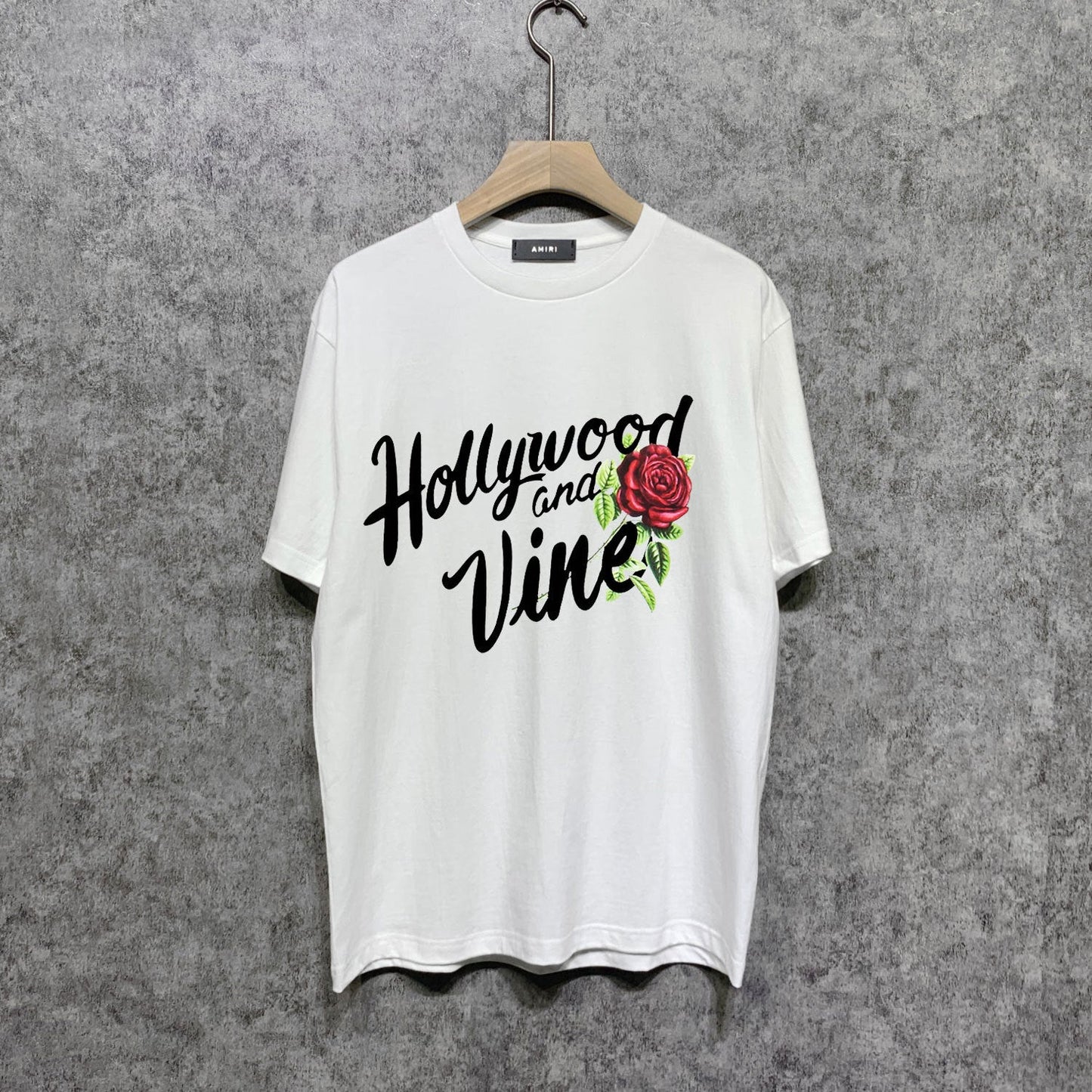 Amiri t shirts hollywood rose printing short sleeve