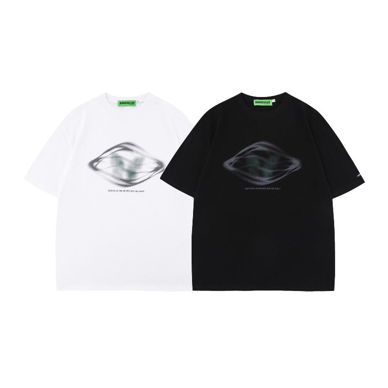 Men t shirts mankun spring american fashionable brand high street rapper art sense of design geometric loose short-sleeved t-shirt