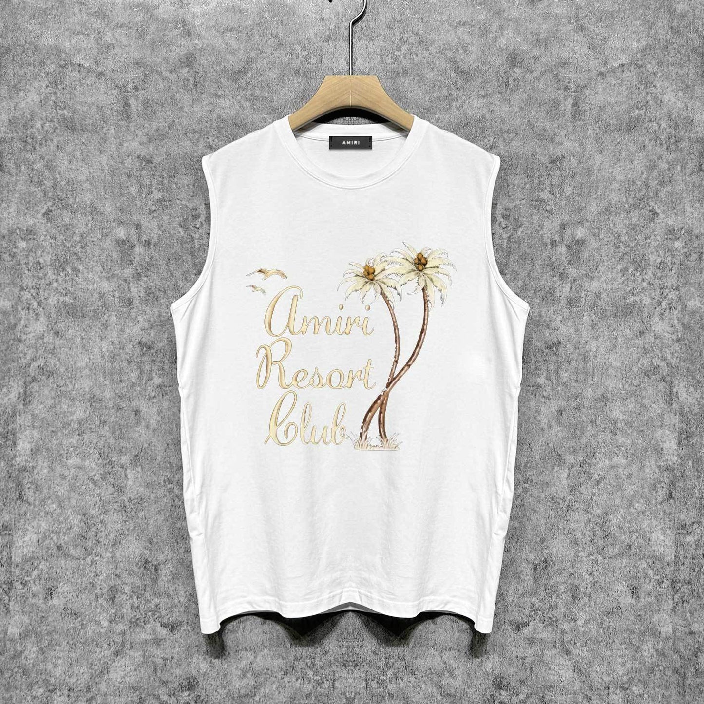 Amiri tank top coconut tree bird printing