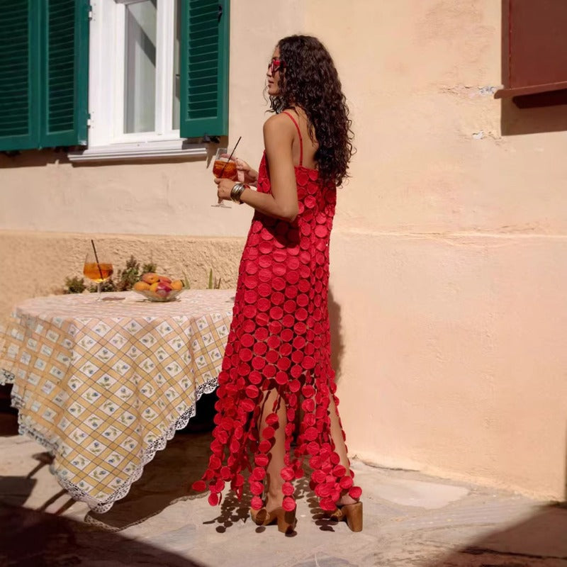 Women's dress - cross-border summer french hollow-out camisole dress, fashionable lace, high-end elegant women's dress