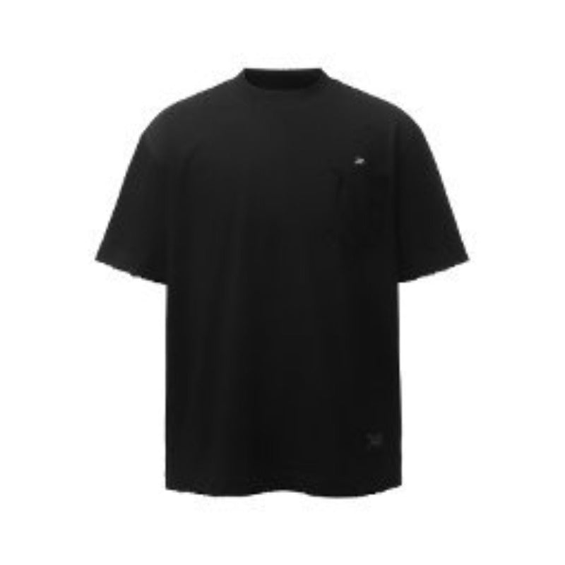 Men's t-shirts: american retro heavyweight double yarn simple embroidery design, men's crew neck high street loose fit short sleeve t-shirt