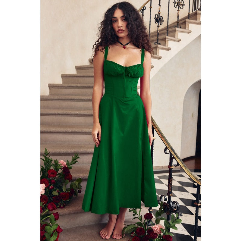 Women's dress: amazon bestseller - summer chic, elegant, high-end, spaghetti strap, soft & feminine style - french-inspired dress for women