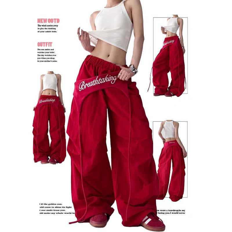 Women casual pants retro women's summer loose wide-leg pants