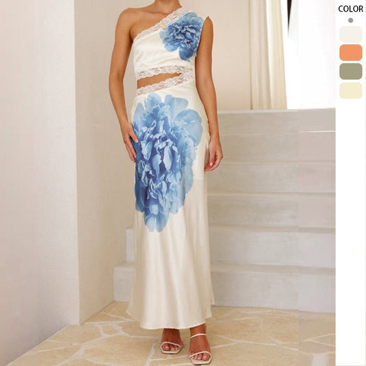 Women's dress: new cross-border sexy skirt, vacation style maxi dress, solid color printed bandeau strap dress, summer women's sexy apparel