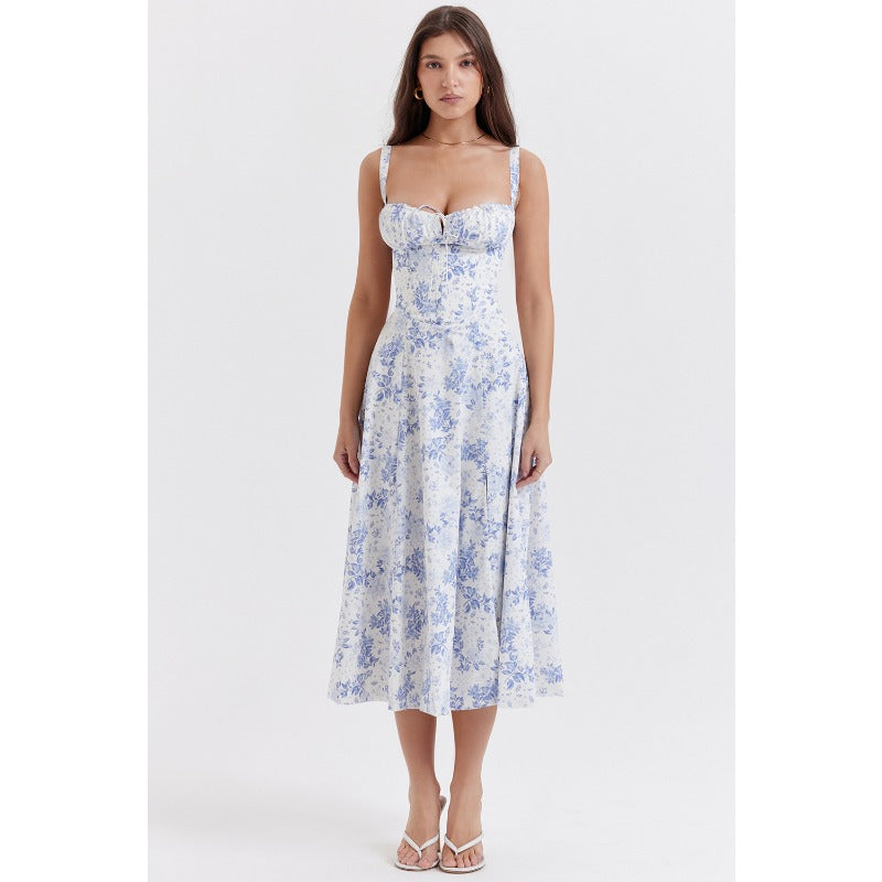 Women's dress: amazon bestseller - summer chic, elegant, high-end, spaghetti strap, soft & feminine style - french-inspired dress for women